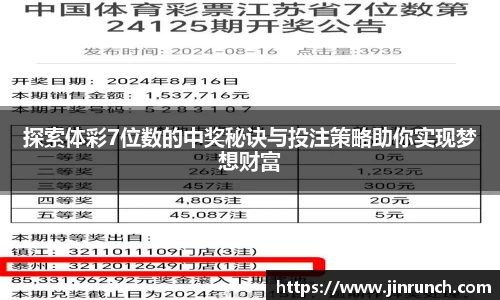 探索体彩7位数的中奖秘诀与投注策略助你实现梦想财富
